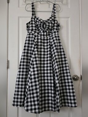 Vintage Torrid Checkered Retro Gingham Style 50s Swing Dress With Pockets